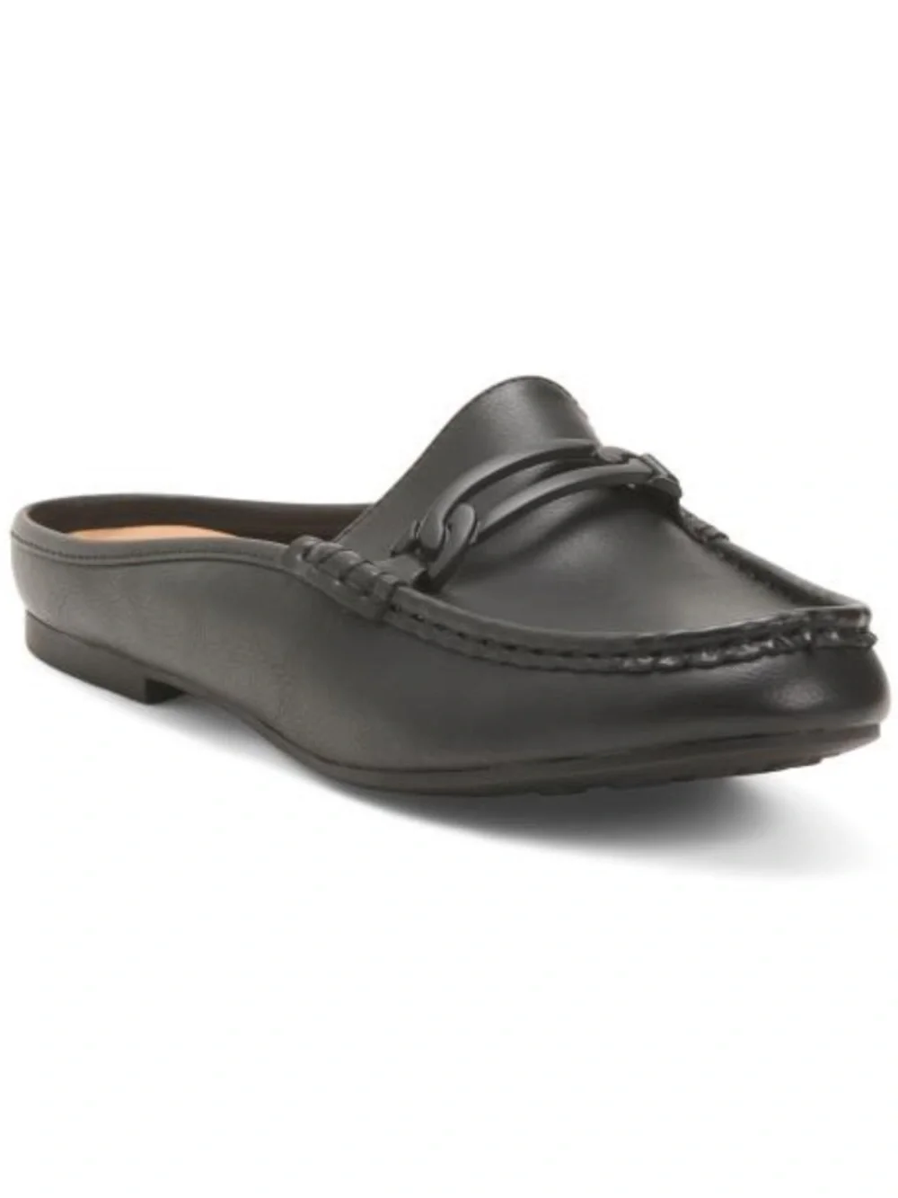 BOC Black Leather Slip-On Mule Loafer